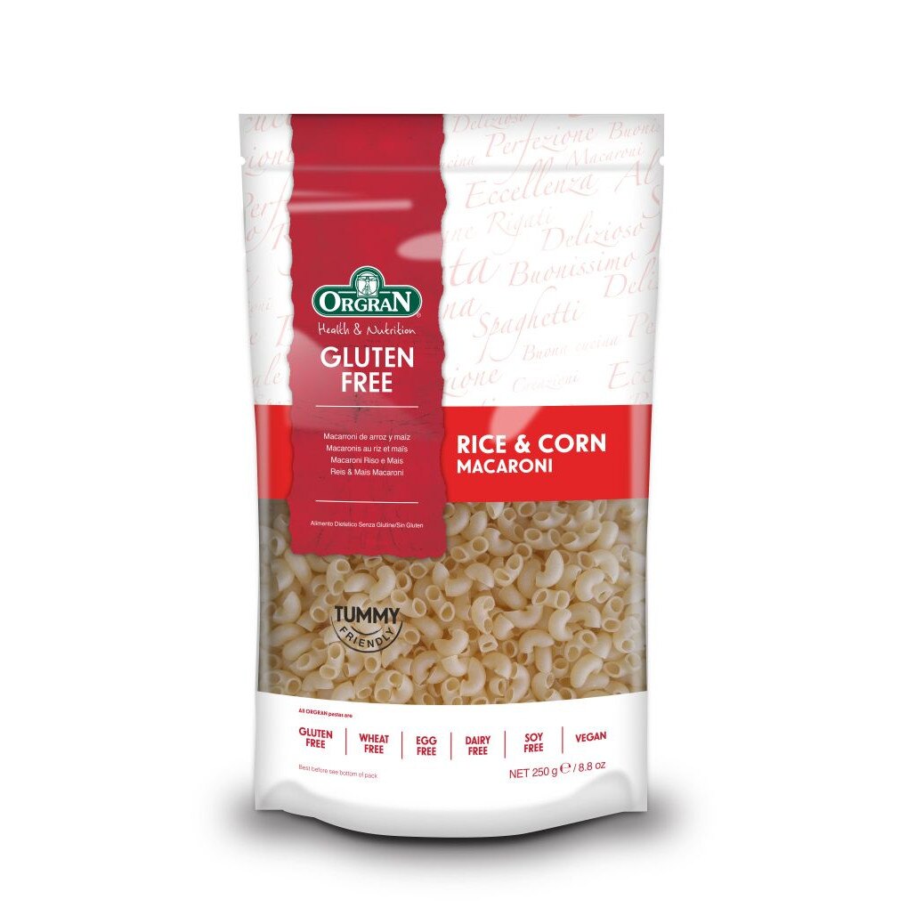 Macaroane din orez si porumb, Orgran, fara gluten si alergeni, vegan, 250g