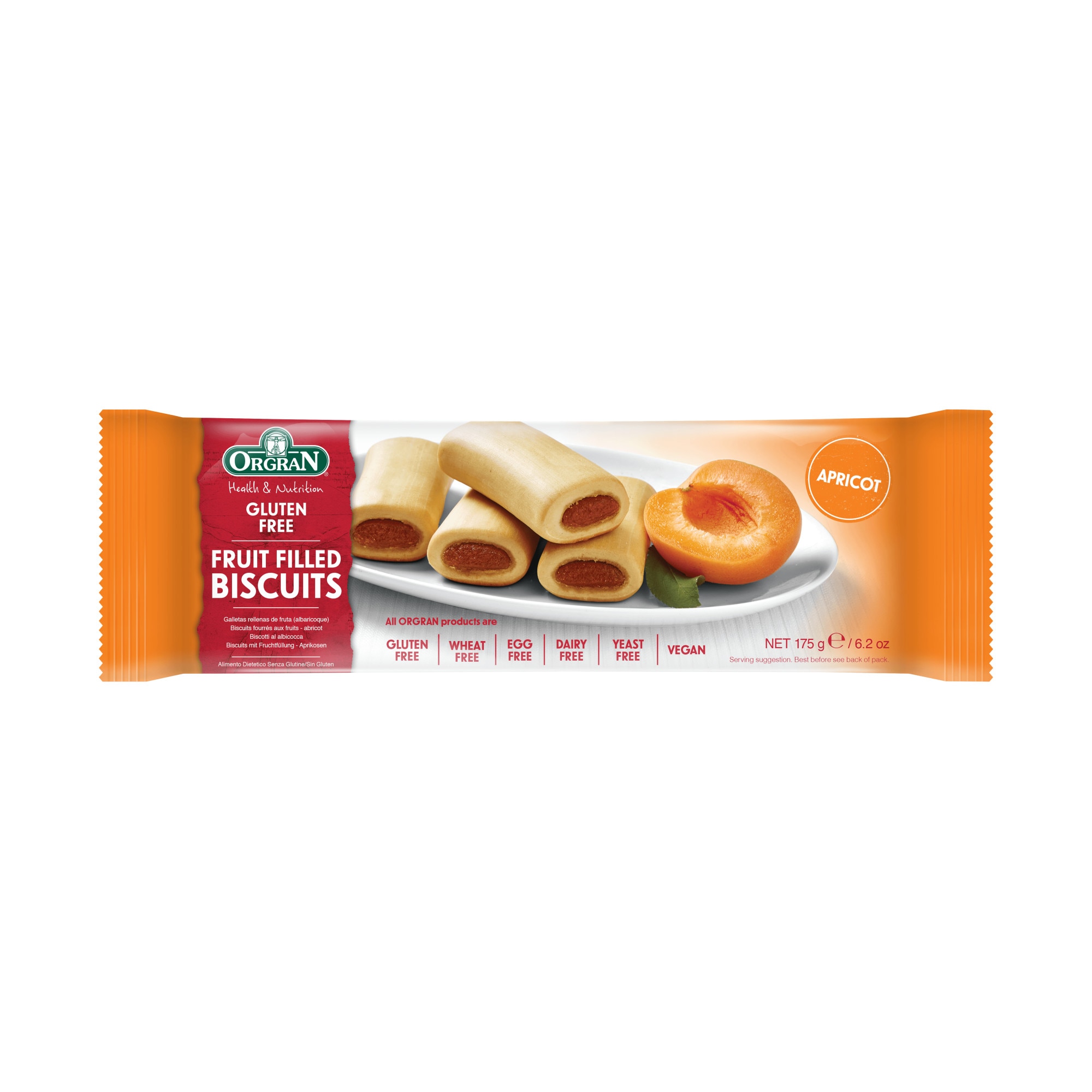 Biscuiti umpluti cu caise, Orgran, fara gluten, vegan, 175g