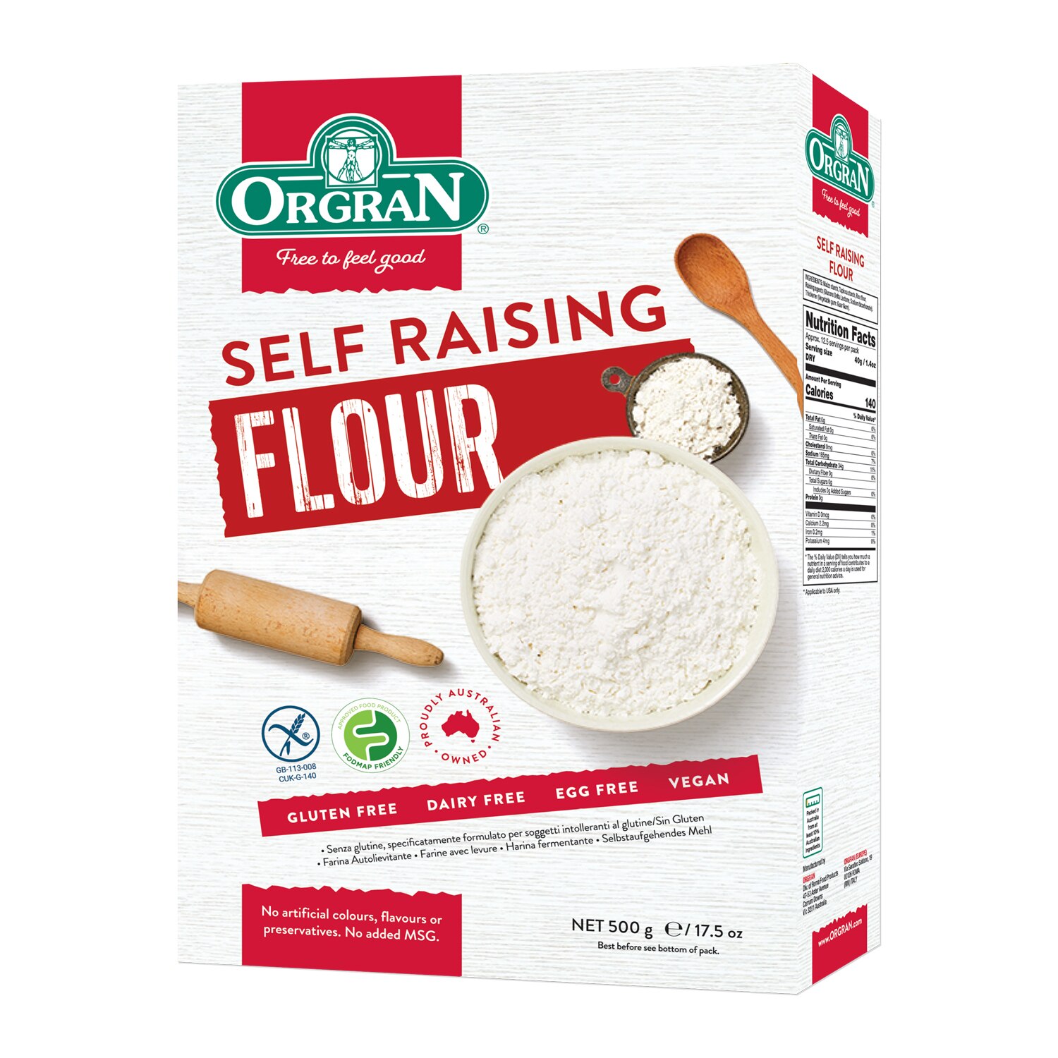 Faina cu praf de copt, Orgran, fara gluten, vegan, 500g