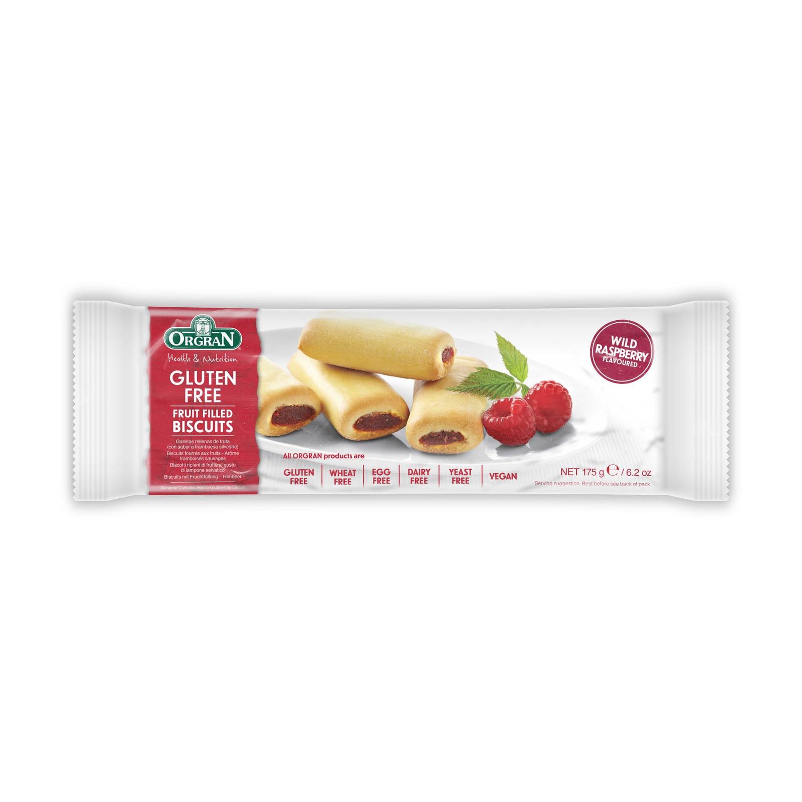 Biscuiti umpluti cu zmeura, Orgran, fara gluten, vegan, 175g