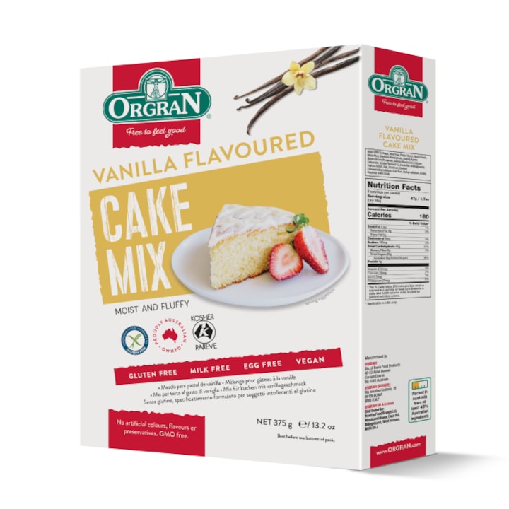 Amestec pentru tort cu vanilie, Orgran, fara gluten, vegan, 375g