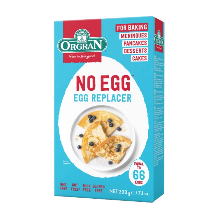 Amestec fara ou, Orgran, fara gluten, vegan, echivalent 66 oua