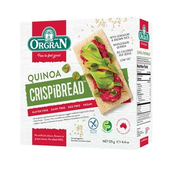 Paine uscata multicereale cu Quinoa, Orgran, fara gluten, vegan, 125g Paine uscata multicereale cu Quinoa, Orgran, fara gluten, vegan, 125g