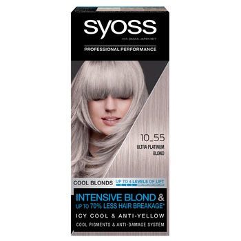 Vopsea de par permanenta Syoss Cool Blonds 10-55 Ultraplatinum Blond, 115 ml Vopsea de par permanenta Syoss Cool Blonds 10-55 Ultraplatinum Blond, 115 ml