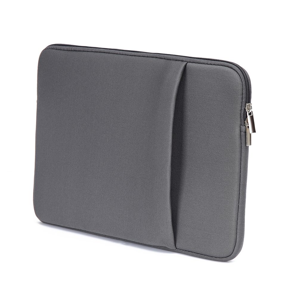 Husa pentru laptop din spuma, cu buzunar frontal si fermoar, protectie anti-soc, gri, compatibila cu 11/12/13/14/15/15.6/17 inch