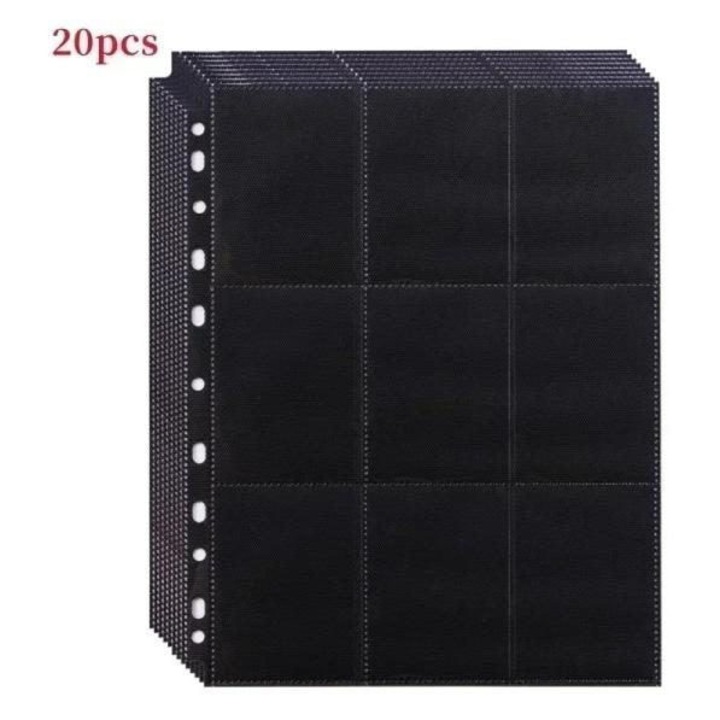 Защитен лист А4 с 9 джоба (двустранен) K0323-0720-CJ11467, без PVC, без киселини, горно зареждане, слот 70x97 мм, 237x298 мм, 11 дупки, черен, 20 бр