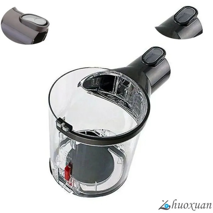 Recipient colectare praf pentru aspirator Dyson V6, piesa de schimb 965660-01 / k0441-0707-QHeamg136296, compatibil cu DC58/DC59/V6 Series (V6 Flexi, V6 Animal, V6 Fluffy, SV04, DC61, DC62), transparent/negru