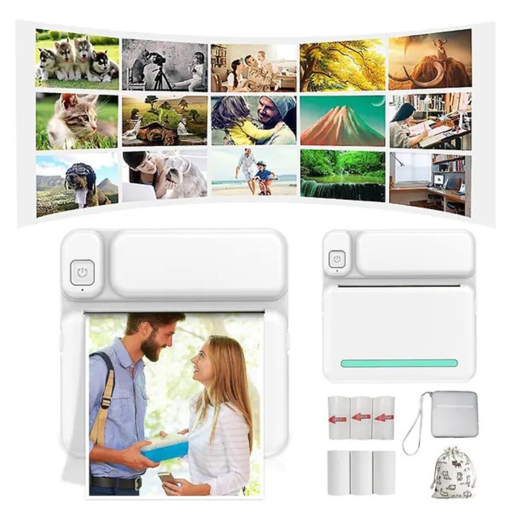 Преносим термопринтер Bluetooth FRU-CJK0424-260710-2615, мини 57 мм, 200 DPI, безжичен с батерия 7.4V, бял, 110 x 80 x 30 мм