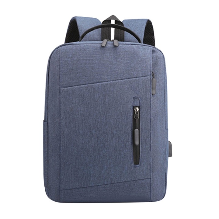 Rucsac laptop din Oxford anti-furt cu port USB, rezistent la apa, slim, potrivit pentru laptop 15,6 inch, 40 x 29 x 11 cm, albastru