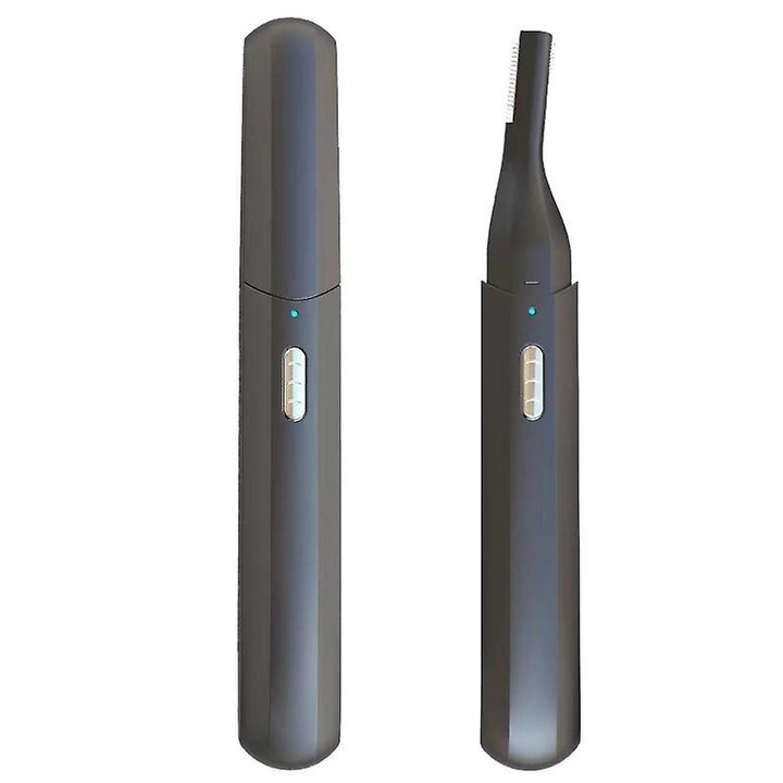 Trimmer pentru sprancene K0403-emagCJ-52709, reincarcabil USB, corp slim cu lame rotunjite pentru fata si contur, negru