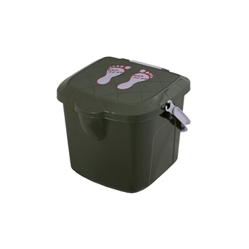 Scaun si cutie de depozitare din plastic, 15.5 L, Verde kaki Scaun si cutie de depozitare din plastic, 15.5 L, Verde kaki