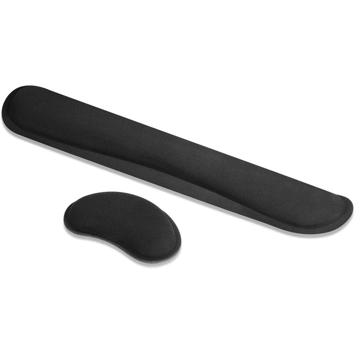 Set suport ergonomic pentru incheietura si mouse pad din spuma cu memorie K0460-emagCJ-1223, negru, suport tastatura 43 x 8.5 x 2.5 cm, pad mouse 13.8 x 7.5 x 2 cm, antiderapant