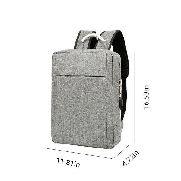 Rucsac pentru laptop din Oxford, port USB extern, rezistent la apa, convertibil in geanta, cu curea de fixare talie si fluier de urgenta, gri, 42x30x12 cm (pentru laptop 15,6")