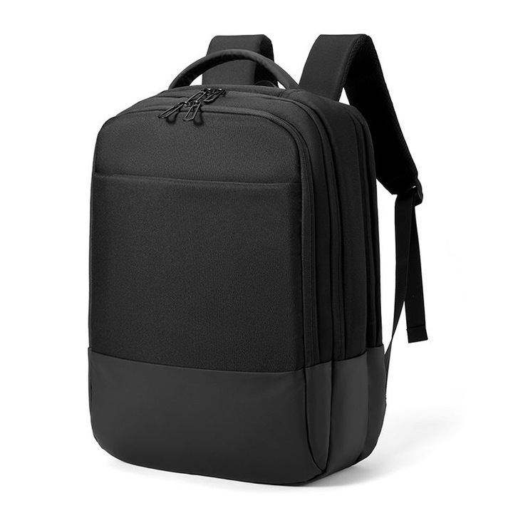 Rucsac laptop din Oxford multifunctional model CXS-618, rezistent la apa, cu banda pentru troler, compartimente multiple si bretele ergonomice, negru, 33 x 12 x 44 cm