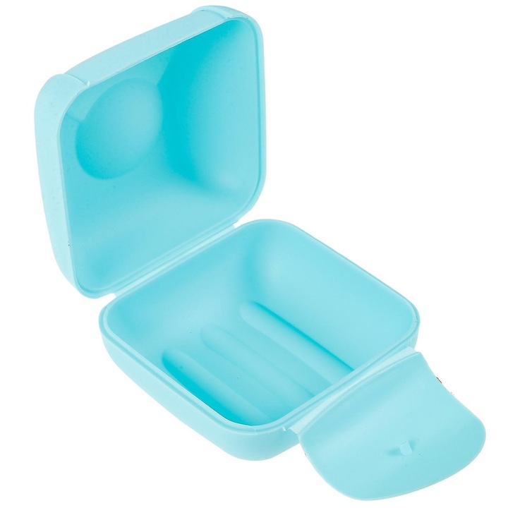 Cutie pentru cupa menstruala din plastic, sterilizant portabil pentru depozitare, albastru deschis, 7 x 7 x 4 cm