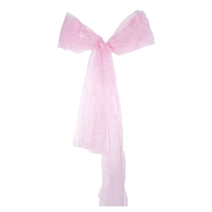 Organza asztali futó, félig átlátszó, 5 m x 136 cm, rózsaszín