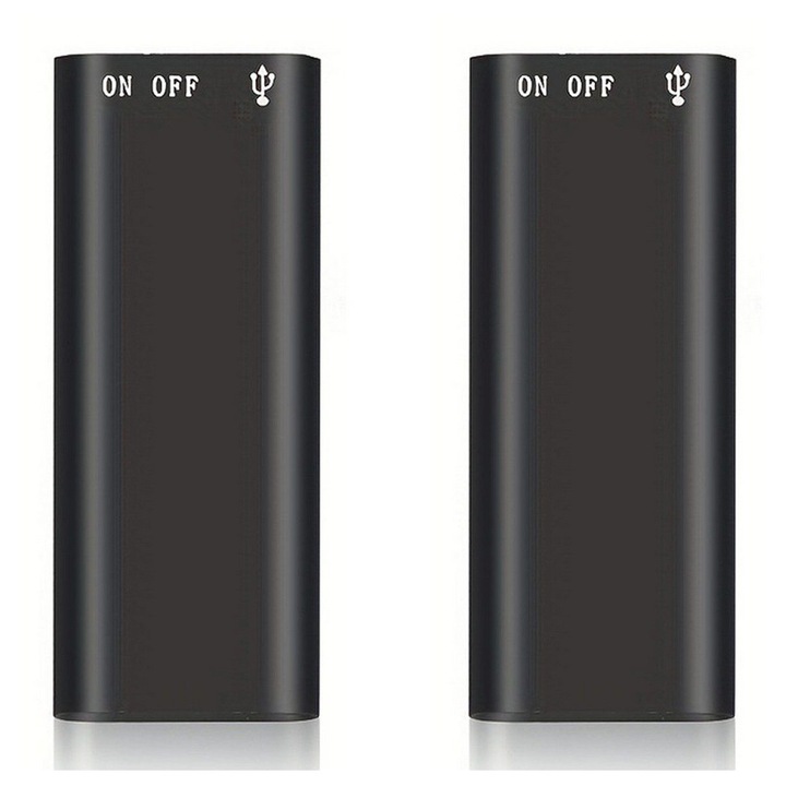 Комплект от 2, мини цифров диктофон K0323-0724-CJ5780, 8GB, MP3/WMA/WAV, батерия 250mAh, до 20 часа, USB зареждане, черен