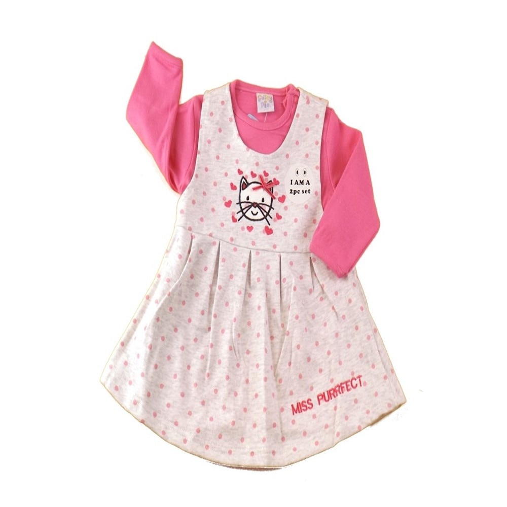 Rochita si bluza, CUTEY PIE, Miss Purrfect, Gri/Roz