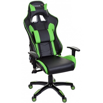 Scaun gaming Gran-Giosedi Negru-Verde, Piele, Perne reglabile, Brate 4D Scaun gaming Gran-Giosedi Negru-Verde, Piele, Perne reglabile, Brate 4D