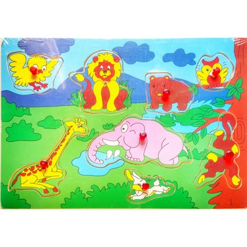 Puzzle Din Lemn Cu Animale Salbatice Cu Buton Si Imagini Puzzle Din Lemn Cu Animale Salbatice Cu Buton Si Imagini