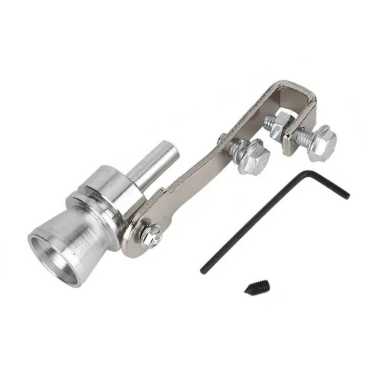 Fluier esapament universal cidiscount-xKx-260806-801, metalic reglabil cu montaj prin clema, argintiu
