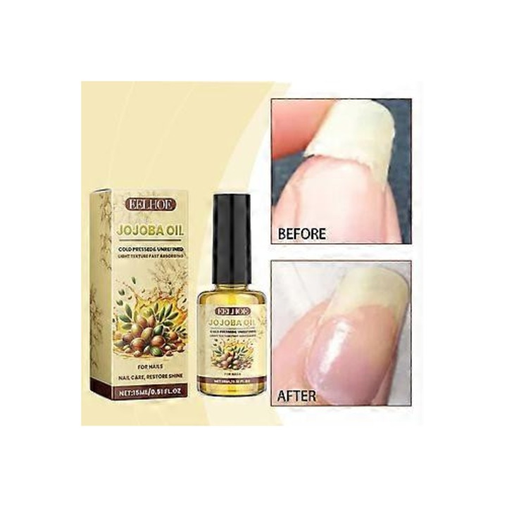 Ulei pentru unghii cu jojoba PRE-FU-CJk0515-26-0711-1140, tratament nutritiv cu vitamina C si E, fortifiant si hidratant, transparent, 15 ml