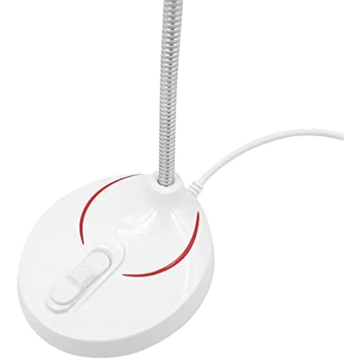 Microfon condensator stereo K0544-26806-864-AMC cu conector USB, stativ cu picior si brat flexibil, comutator ON/OFF, anulare zgomot, alb
