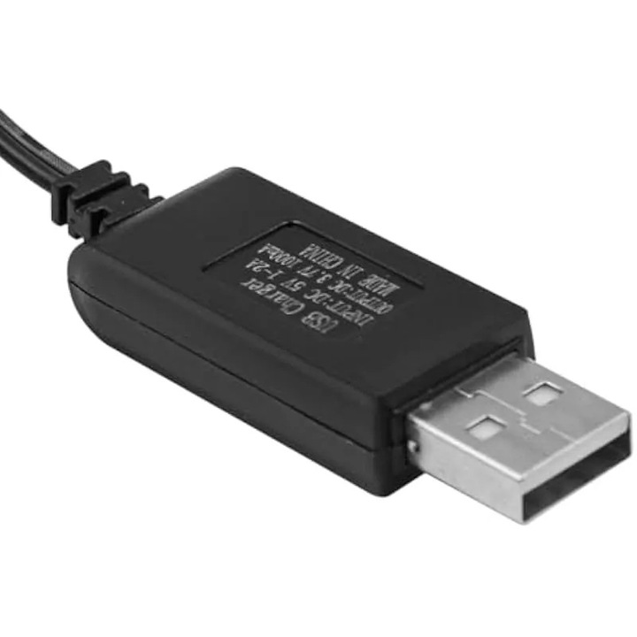 Cablu incarcator USB pentru baterie Li-Po K0544-26806-1029-AMC, mufa JST, 3.7 V 500 mA, lungime 50 cm, negru, compatibil cu drone RC Syma S39/S32/S032
