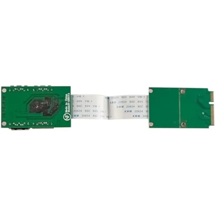 Adaptor Mini PCIe la 4 x SATA 3.0 K0544-26806-1566-AMC, chipset ASM1064, NGFF A+E Key, compatibil doar cu interfata Mini PCIe WiFi, 6 Gbps, placa verde