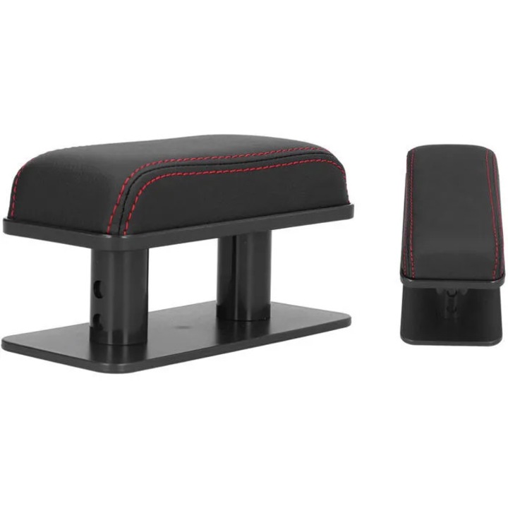 Cotiera auto universala cidiscount-xKx-260806-177, reglabila, piele ecologica (PU) cu cusaturi rosii, baza ABS, negru/rosu