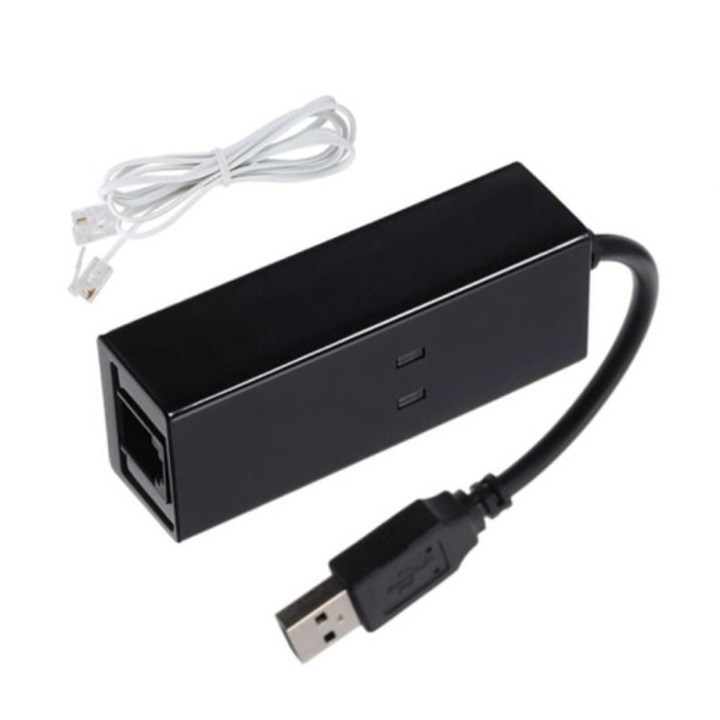 Modem fax külső USB 2.0 56K cj-k0509--260806-396, egyportos, RJ11 kábel mellékelve, fekete