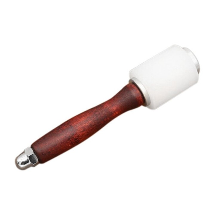 Ciocan pentru piele cj-k0509--260806-1079, cap din nilon, maner din lemn drept, maro/alb