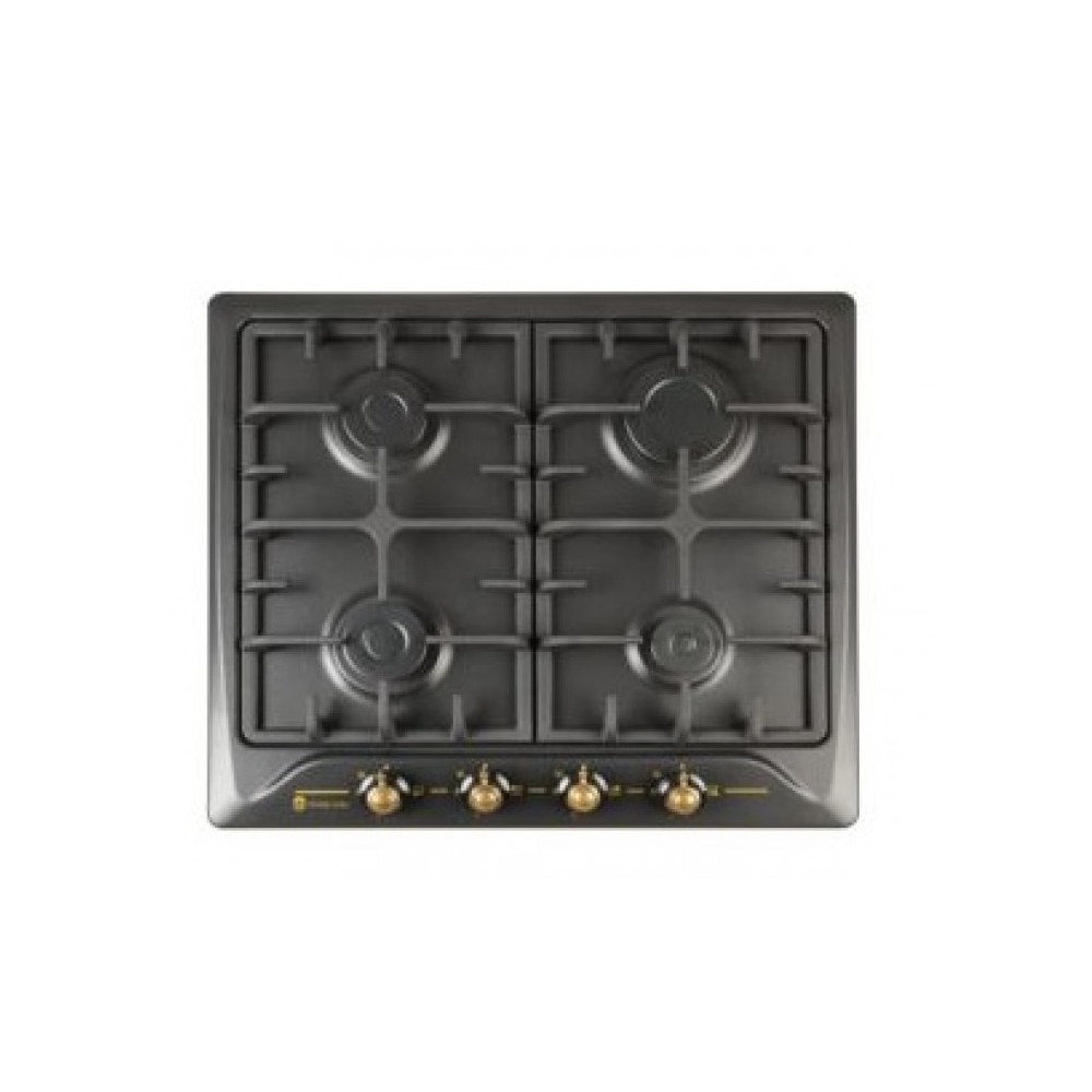 Plita incorporabila Studio Casa PG660 Toscana Black, 4 arzatoare gaz, Gratare fonta, Aprindere electrica, Valve de siguranta, Negru