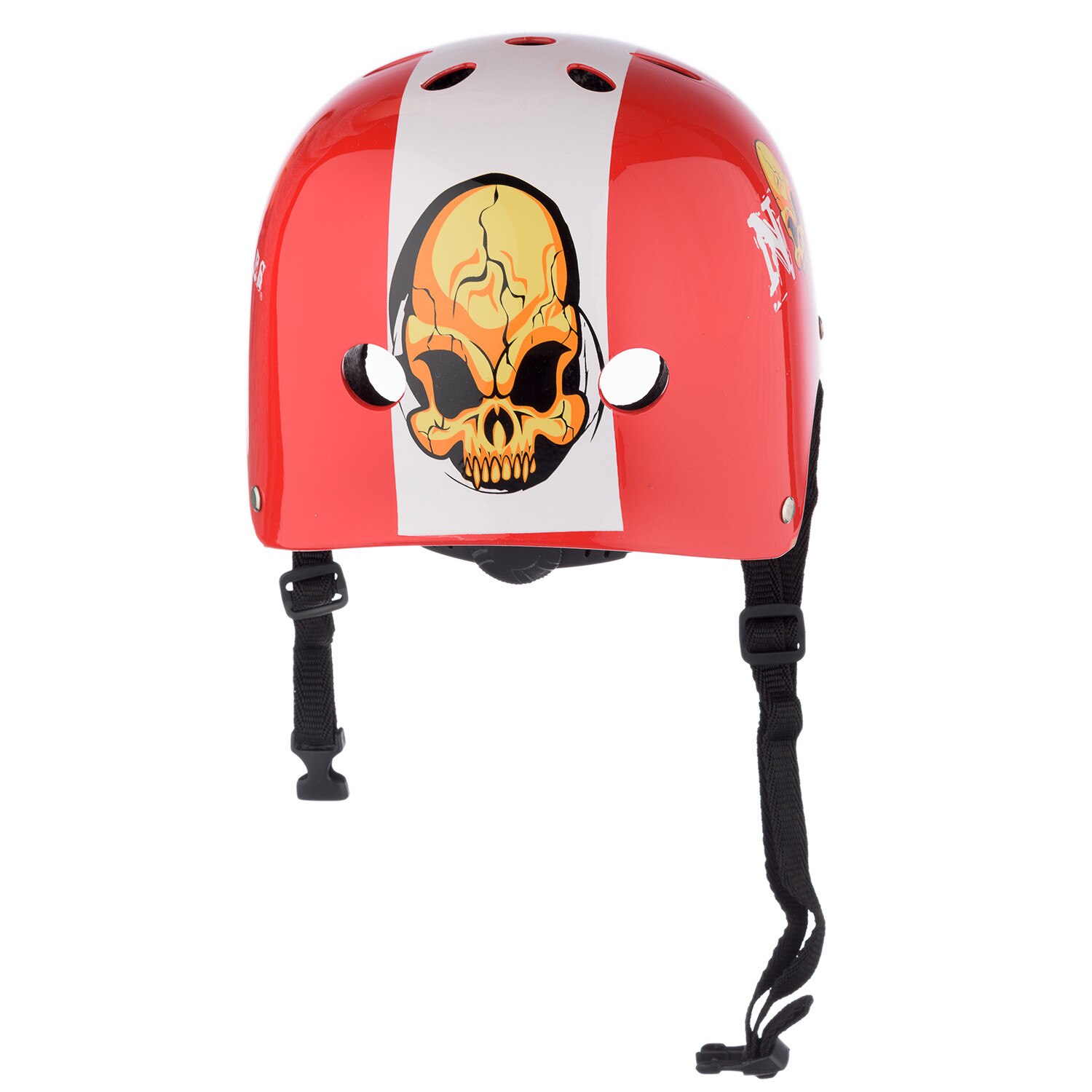 Casca Protectie Sport, pentru Tineret si Adulti, Sistem reglabil, Curele Barbie, Guri de Aerisire, 57-62 cm, cu Model, Rosu-Alb