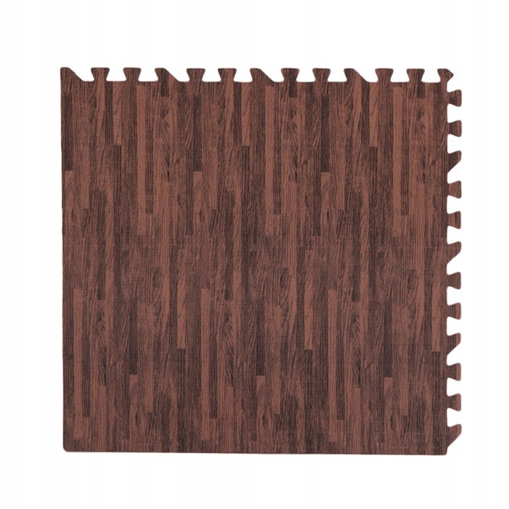 Set 8 covorase puzzle pentru exercitii, EVA antiderapant, imitatie lemn, maro inchis