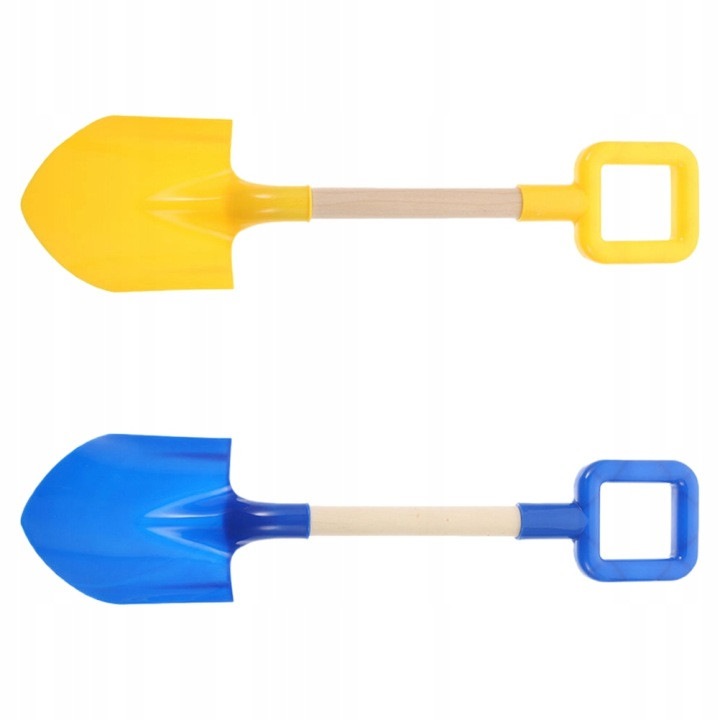 Set de 2 lopeti pentru nisip si gradina 31CJ-K0274-260806-526, paleta din plastic, maner din lemn, galben/albastru