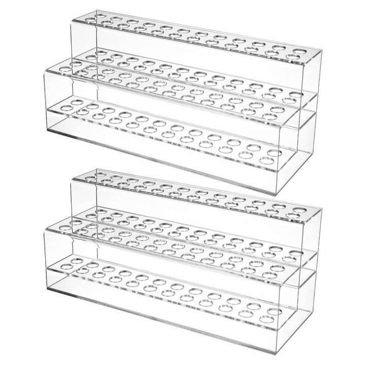 Set 2 suporturi acrilice solide pentru pixuri, pensule si cosmetice, transparent, 3 niveluri