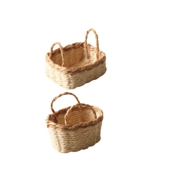 Cosuri decorative mini impletite, natural, set 2, pentru scene miniaturale