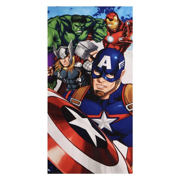 Плажна кърпа Cerda Marvel Avengers, от микрофибър, щампована, многоцветна