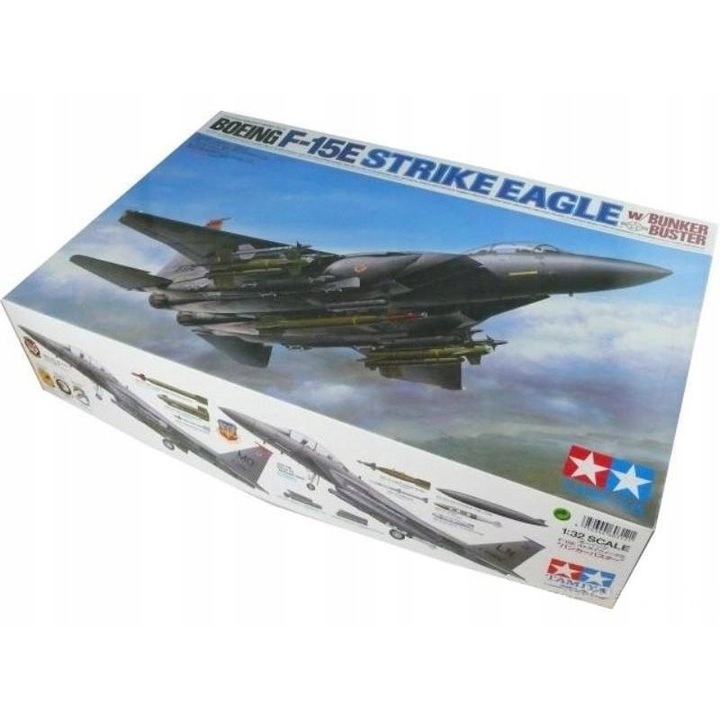 Модел за сглобяване на самолет Tamiya Boeing F-15E Strike Eagle (Bunker Buster) модел 60312, мащаб 1:32, пластмаса, 620 части, сив, дължина 600 мм, размах на крилете 404 мм, код HLHZMDK2T