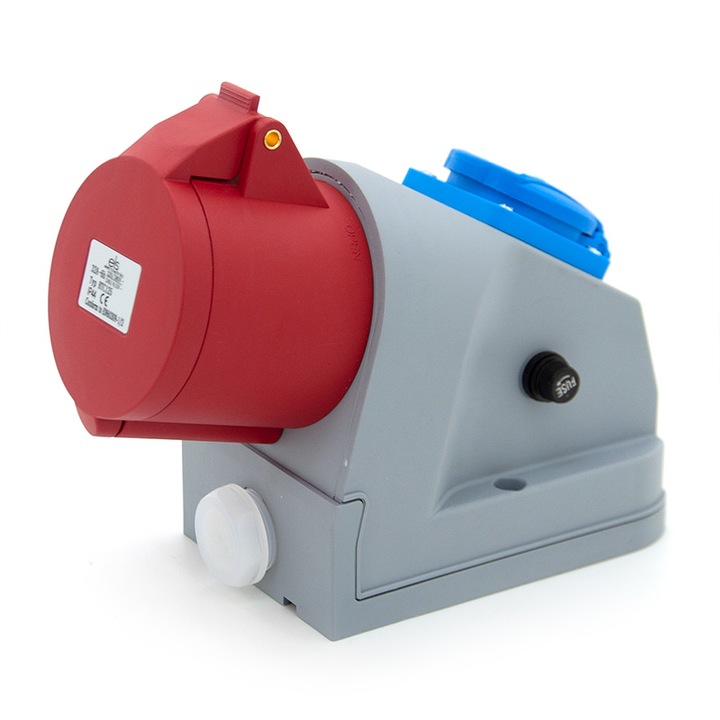 Priza de forta fixa ELS Elektrotechnika C01L5Z1RBF, 32A, 3P+Z+N + 2P+Z, 230V, siguranta topik (fuzibila), IP44, multicolor