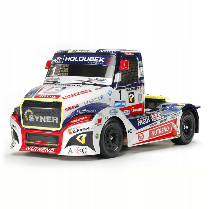RC състезателен камион Tamiya Buggyra Fat Fox TT-01E 58661, електрически 4WD комплект за сглобяване с мотор RS-540 Torque-Tuned, неоцветена Lexan каросерия, многоцветен, мащаб 1:14, дължина 420 мм