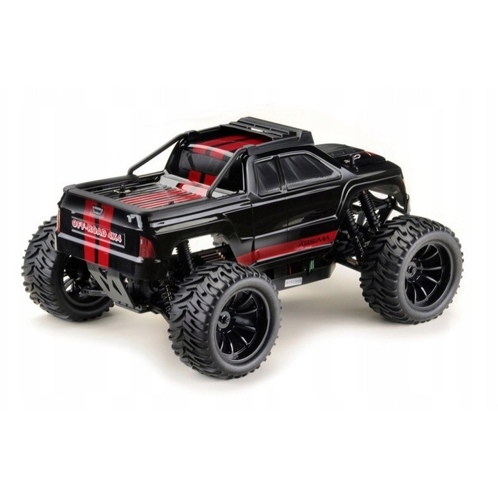 Камион чудовище RC Absima AMT3.4-V2 (12224V2), 1:10, електрически 4WD RTR, 80A регулатор на скоростта, 550 мотор, 15 кг серво, 8 маслени амортисьора, LED осветление, 4-канален апарат, черен/червен