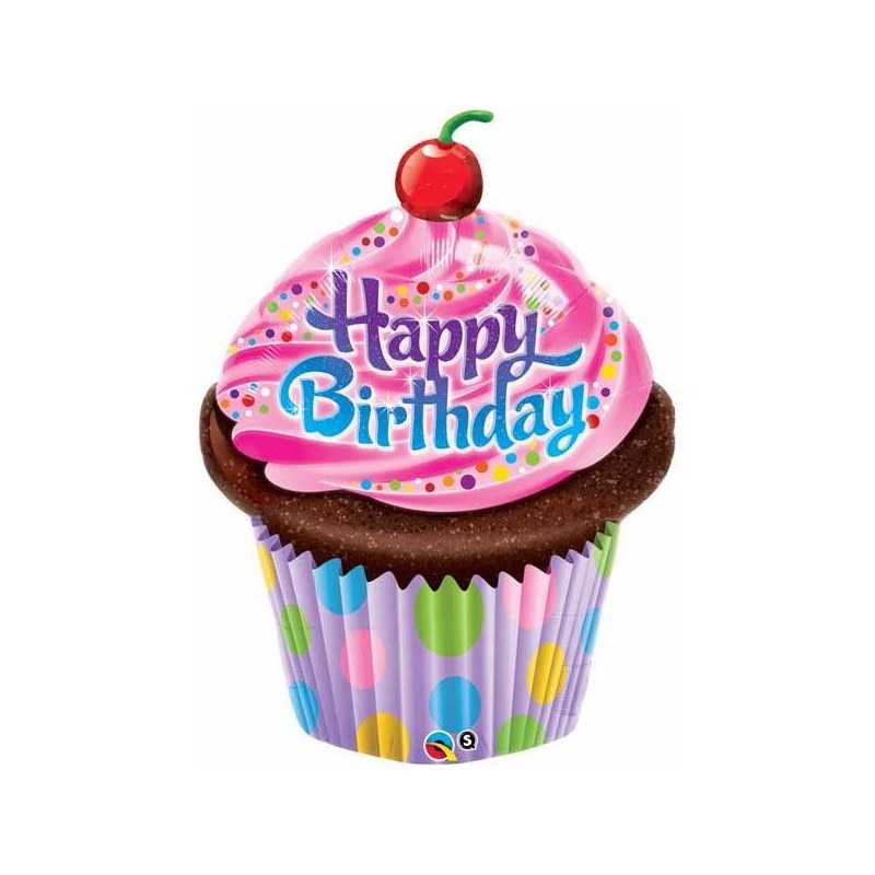 Balon Folie Figurina Briosa, 89 cm, Qualatex 16083, Happy birthday