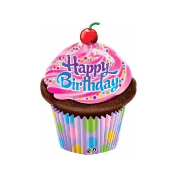 Balon Folie Figurina Briosa, 89 cm, Qualatex 16083, Happy birthday Balon Folie Figurina Briosa, 89 cm, Qualatex 16083, Happy birthday