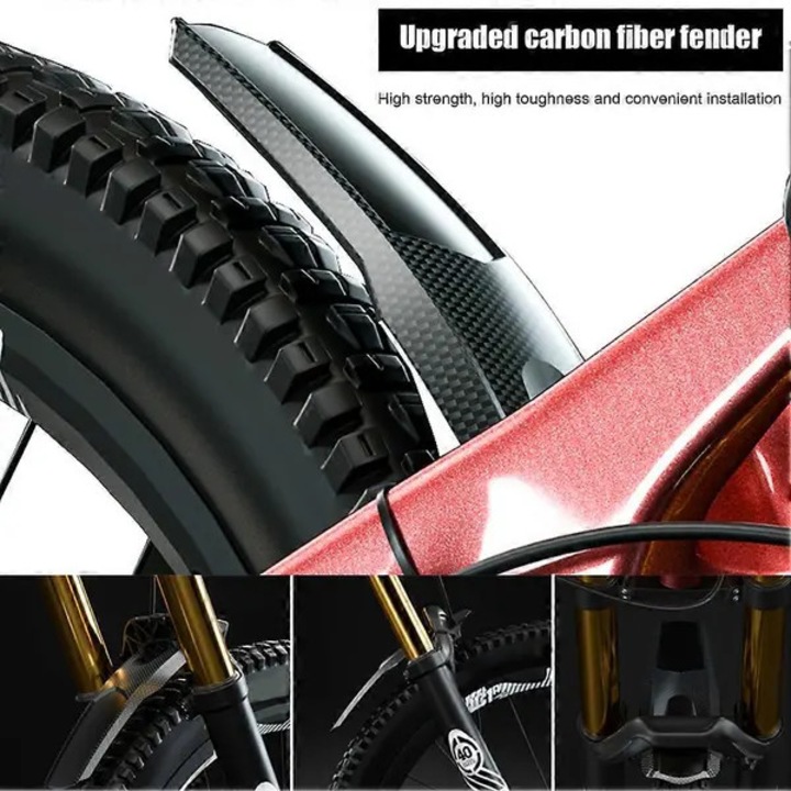 Aparatoare noroi bicicleta universala PO-CJ-K0433-26-8-22-3460, extinsa din PP cu aspect fibra de carbon, montaj cu coliere incluse, negru