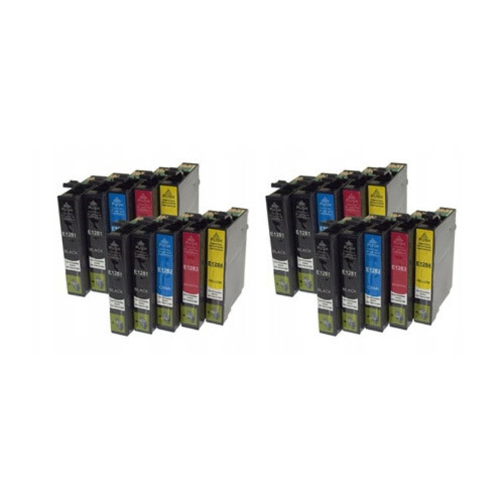Epson T1281-T1284 kompatibilis tintapatron készlet, 18 ml, többszínű, 20 db (8x fekete, 4x cián, 4x magenta, 4x sárga), kompatibilis a Stylus S22/SX125/SX130/SX230/BX305/NX305 modellekkel