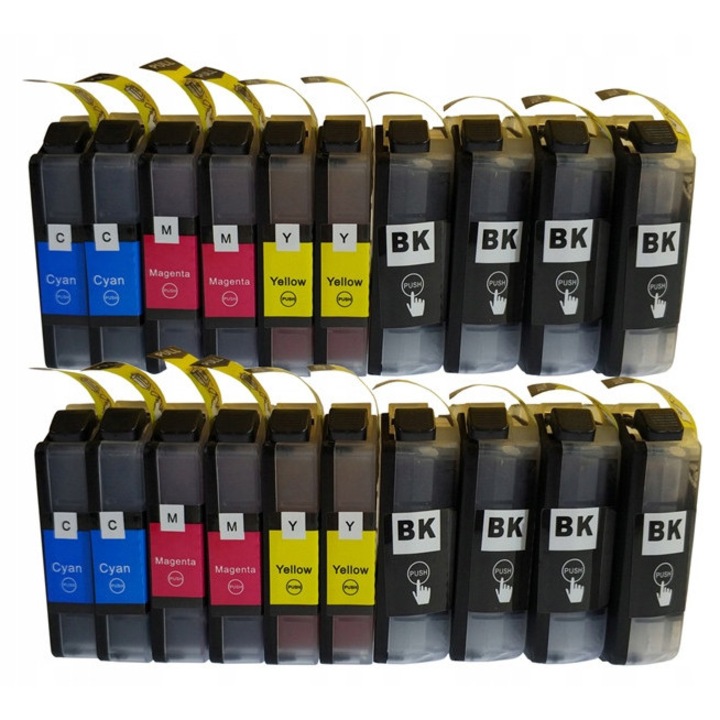20 db kompatibilis Profi Office LC123 tintapatron készlet (8x BK 29ml, 4x C 19ml, 4x M 19ml, 4x Y 19ml), kompatibilis Brother LC-121/123/125/127, Többszínű, P/N H7SAXB8RO3V