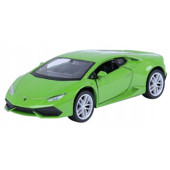 Modellautó fém Welly Lamborghini Huracan Coupe 1:24, nyitható ajtók és motorháztető, zöld, 17 cm