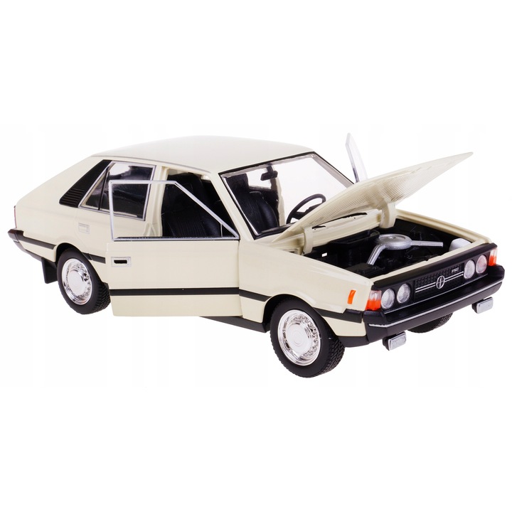 Welly Polonez 1500 MR 1978 modellautó, fém 1:24, nyitható ajtók és motorháztető, gumikerekek, ekrü, 17,5 cm